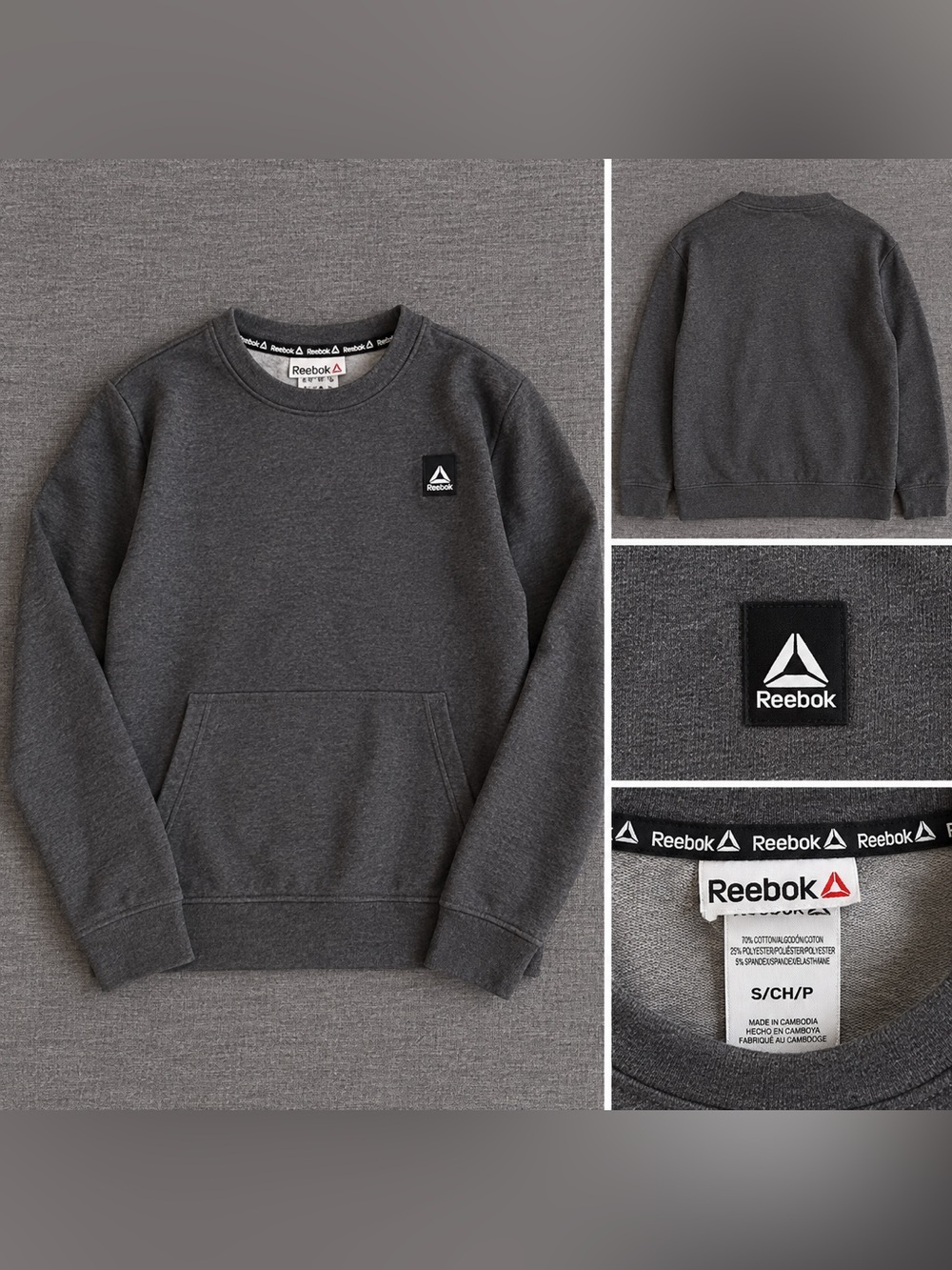 Reebok Men’s Charcoal Crewneck Sweatshirt
